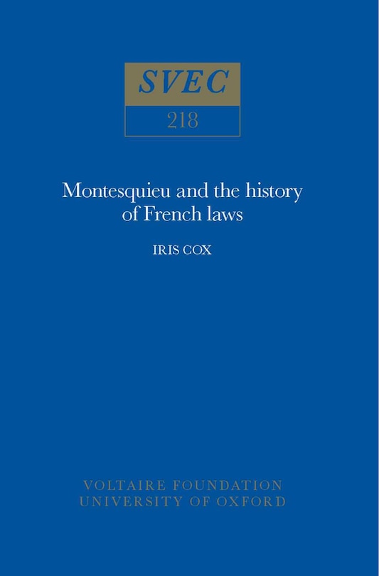 Front cover_Montesquieu and the History of French Laws