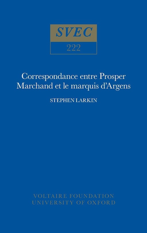 Couverture_Correspondance entre Prosper Marchand et le marquis d'Argens