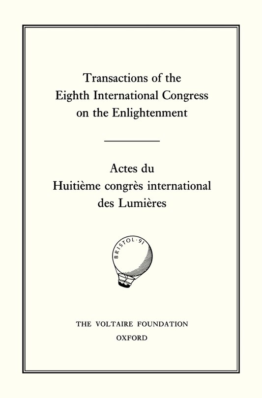 Couverture_Transactions of the Eighth International Congress on the Enlightenment/Actes du Huiti�me congr�s international des Lumi�res