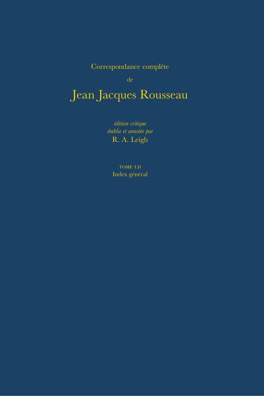 Couverture_Correspondance compl�te de Rousseau (Complete Correspondence of Rousseau) 52