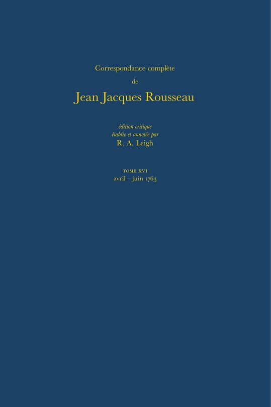 Front cover_Correspondance complète de Rousseau (Complete Correspondence of Rousseau) 16
