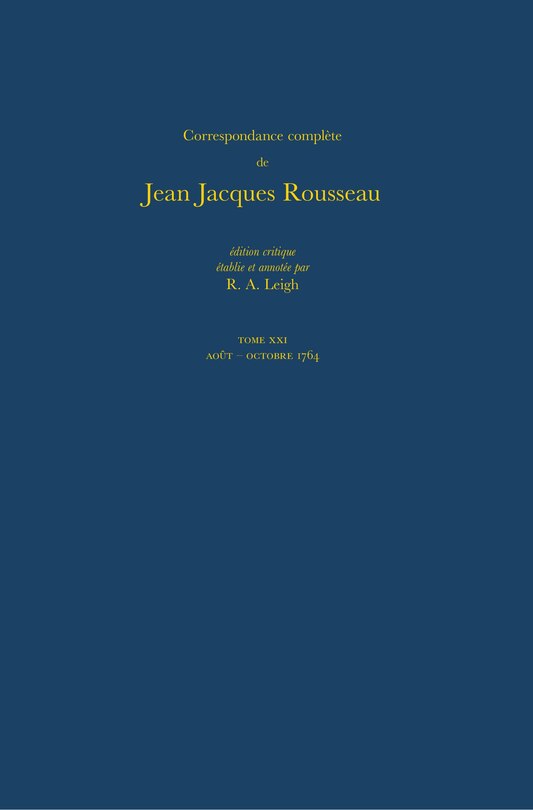 Front cover_Correspondance compl�te de Rousseau (Complete Correspondence of Rousseau) 21