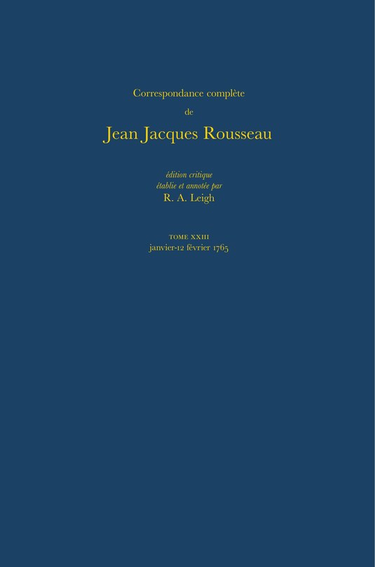Front cover_Correspondance complète de Rousseau (Complete Correspondence of Rousseau) 23