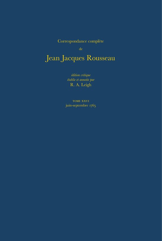 Front cover_Correspondance complète de Rousseau (Complete Correspondence of Rousseau) 26