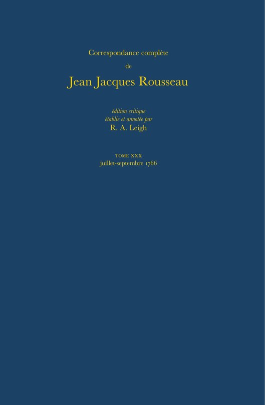 Front cover_Correspondance complète de Rousseau (Complete Correspondence of Rousseau) 30