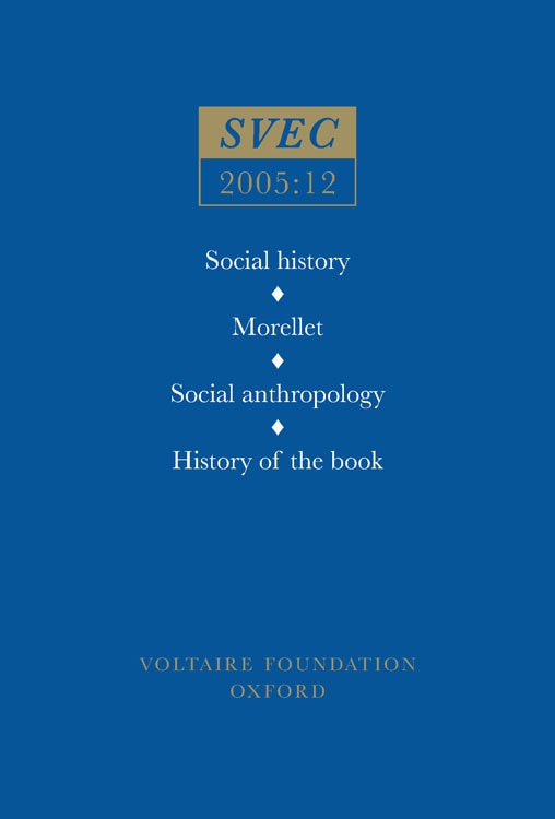 Front cover_Social History; Morellet; Social Anthropology; History of the Book
