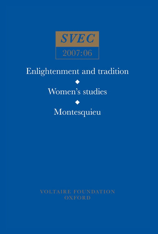 Front cover_Enlightenment and tradition; Women's studies; Montesquieu