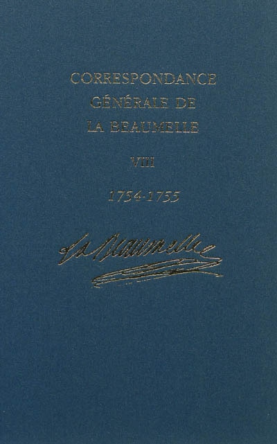 Front cover_Correspondance générale de La Beaumelle: 20 Octobre 1754-30 Juin 1755 v. 8