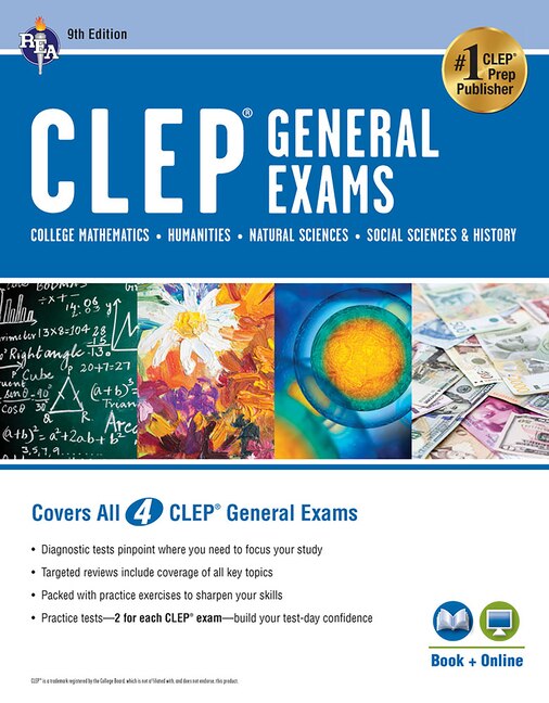 Couverture_Clep(r) General Exams Book + Online, 9th Ed. (Includes College Math, Humanities, Natural Sciences, and Social Sciences & History)