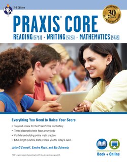 Front cover_Praxis Core Academic Skills for Educators (5713, 5723, 5733) Book + Online, 3rd Ed.