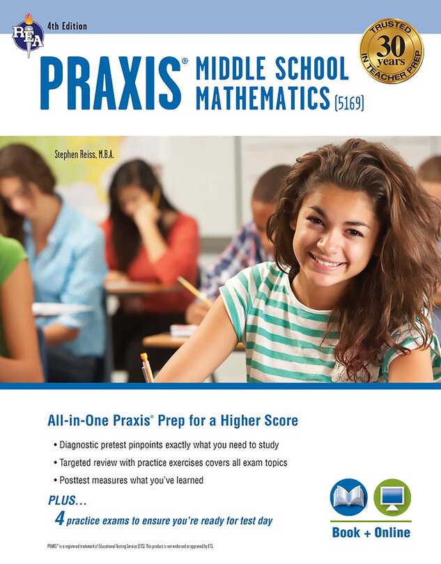 Front cover_Praxis Middle School Mathematics (5169) Book + Online