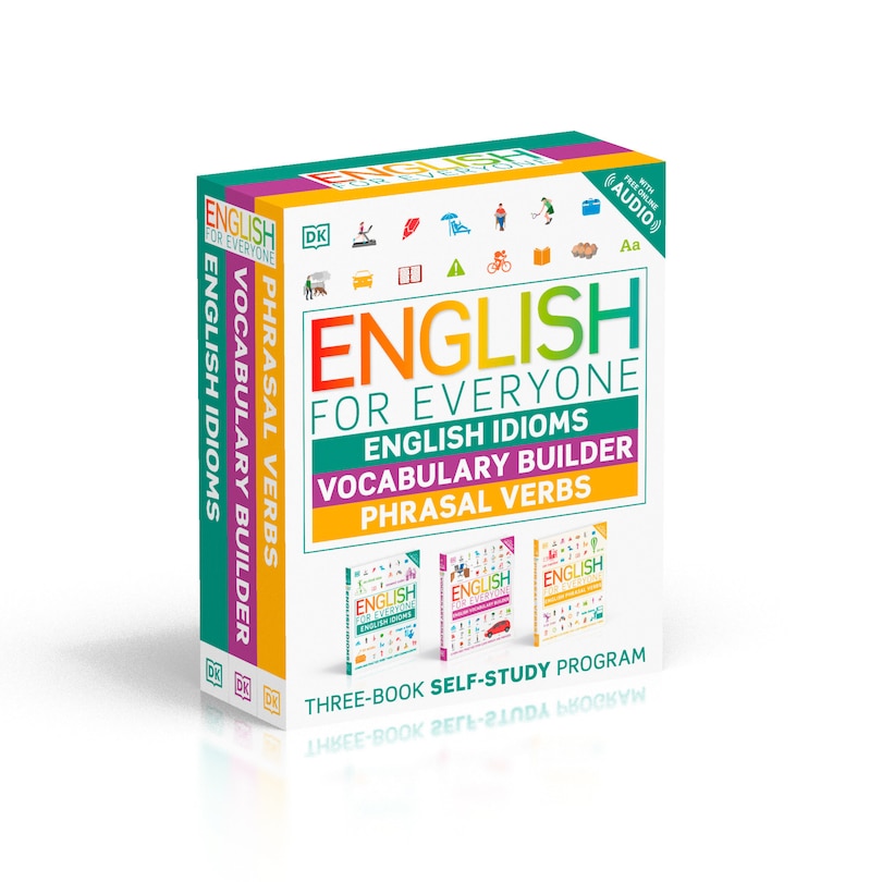 Front cover_English For Everyone English Idioms, Vocabulary Builder, Phrasal Verbs 3 Book Box Set