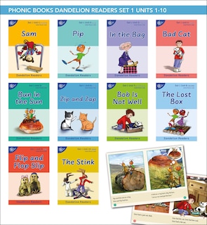 Front cover_Phonic Books Dandelion Readers Set 1 Units 1-10 Sam (Alphabet Code Blending 4 and 5 Sound Words)