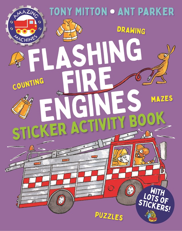 Front cover_Amazing Machines Flashing Fire Engines Sticker Activity Book