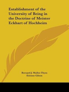 Couverture_Establishment of the University of Being in the Doctrine of Meister Eckhart of Hochheim