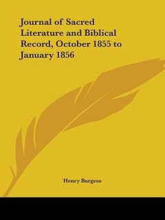 Couverture_Journal of Sacred Literature and Biblical Record, October 1855 to January 1856