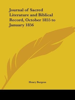 Couverture_Journal of Sacred Literature and Biblical Record, October 1855 to January 1856