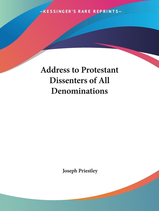 Couverture_Address to Protestant Dissenters of All Denominations