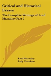 Couverture_Critical and Historical Essays