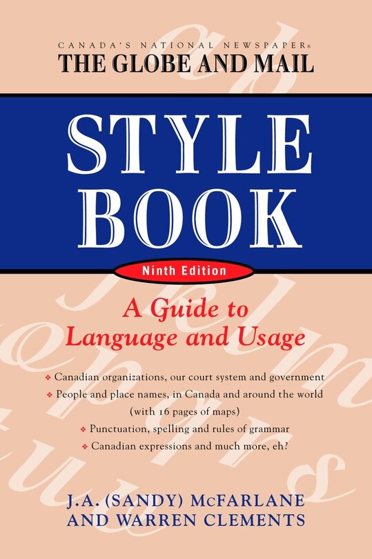 Front cover_The Globe and Mail Style Book, Ninth edition