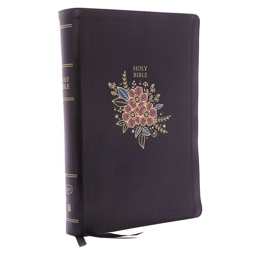 Front cover_KJV Holy Bible: Super Giant Print with 43,000 Cross References, Deluxe Black Floral Leathersoft, Red Letter, Comfort Print: King James Version