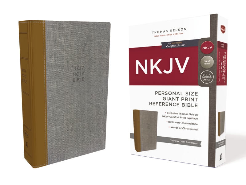 Nkjv, Reference Bible, Personal Size Giant Print, Cloth Over Board, Tan/gray, Red Letter, Comfort Print: Holy Bible, New King James Version