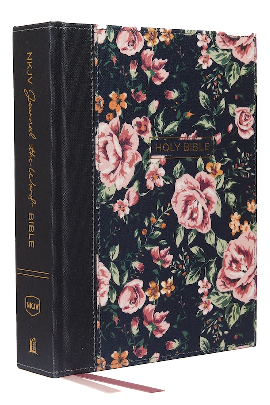 Front cover_NKJV, Journal the Word Bible, Cloth over Board, Blue Floral, Red Letter, Comfort Print