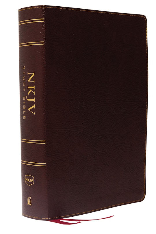 Front cover_NKJV Study Bible, Bonded Leather, Burgundy, Full-Color, Thumb Indexed, Comfort Print