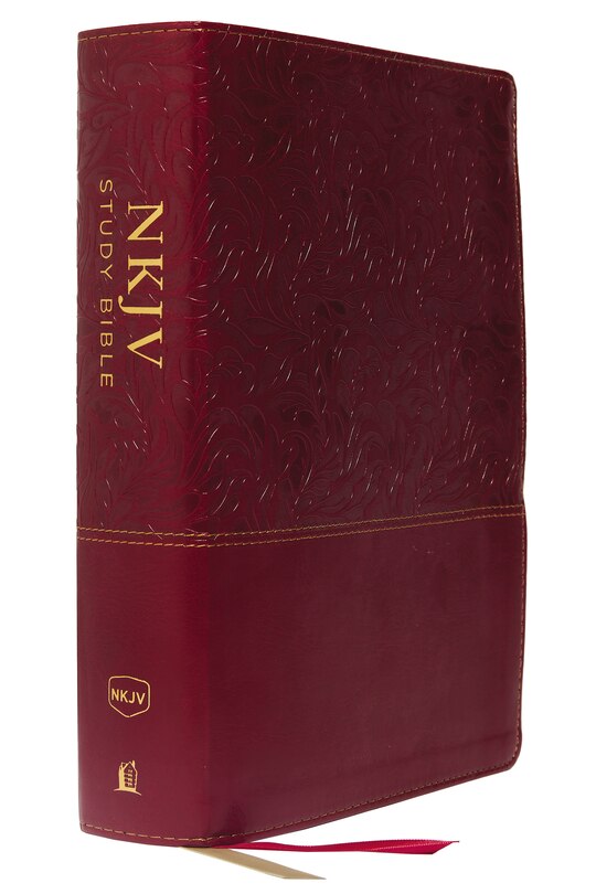 Front cover_NKJV Study Bible, Leathersoft, Red, Full-Color, Comfort Print