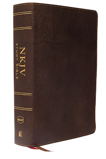 Front cover_NKJV Study Bible, Premium Calfskin Leather, Brown, Full-Color, Comfort Print