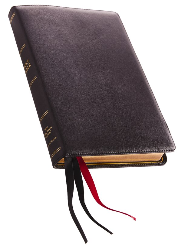Front cover_Nkjv, Thinline Reference Bible, Large Print, Premium Goatskin Leather, Black, Premier Collection, Comfort Print