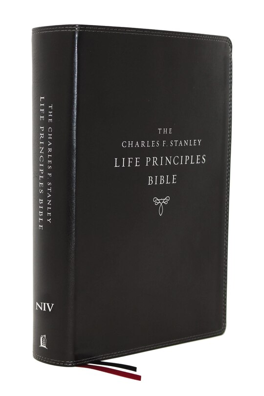 Front cover_NIV, Charles F. Stanley Life Principles Bible, 2nd Edition, Leathersoft, Black, Comfort Print