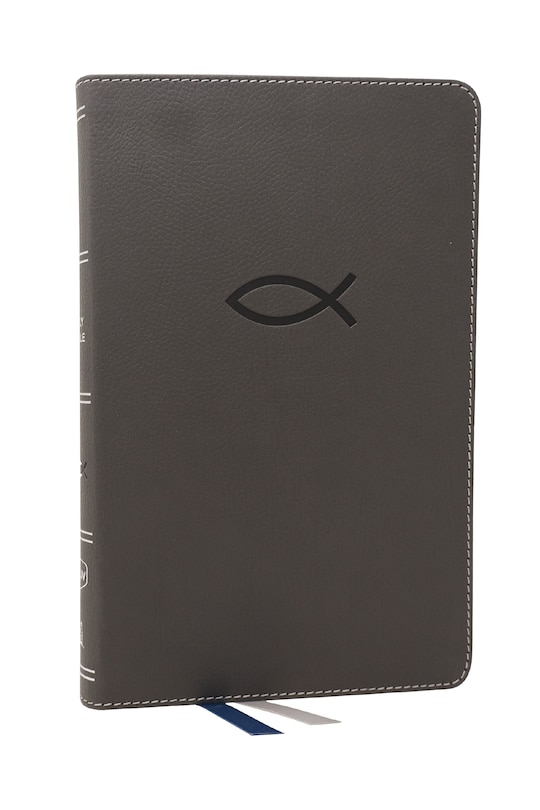 Front cover_Nkjv, Thinline Bible Youth Edition, Leathersoft, Gray, Red Letter, Comfort Print
