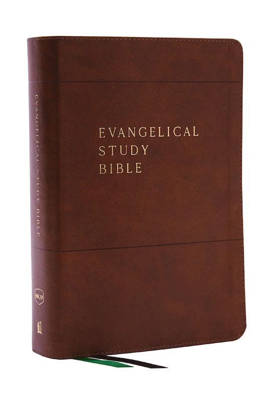 Couverture_Evangelical Study Bible: Christ-centered. Faith-building. Mission-focused. (NKJV, Brown Leathersoft, Red Letter, Thumb Indexed, Large Comfort Print)