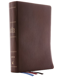 Couverture_The  Niv, Open Bible, Genuine Leather, Brown, Red Letter, Comfort Print