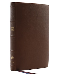 Front cover_Nkjv, Thinline Reference Bible, Large Print, Premium Goatskin Leather, Brown, Premier Collection, Comfort Print
