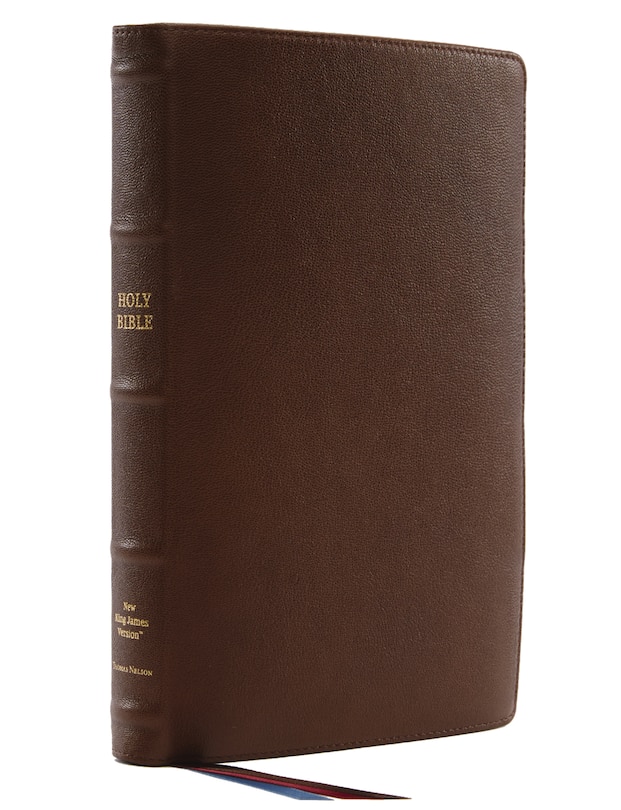 Front cover_Nkjv, Thinline Reference Bible, Large Print, Premium Goatskin Leather, Brown, Premier Collection, Comfort Print