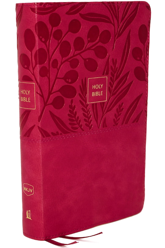 Couverture_Nkjv, End-of-verse Reference Bible, Personal Size Large Print, Leathersoft, Pink, Thumb Indexed, Red Letter, Comfort Print