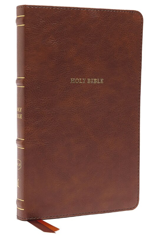 Front cover_Nkjv, Thinline Bible, Leathersoft, Brown, Red Letter, Comfort Print