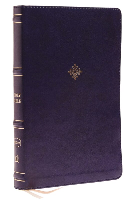 Front cover_Nkjv, Thinline Bible, Leathersoft, Navy, Thumb Indexed, Red Letter, Comfort Print