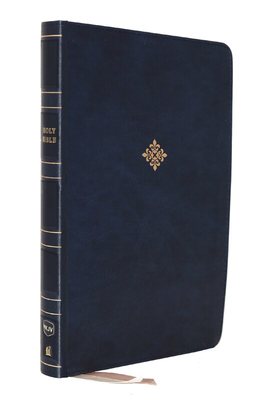 Front cover_NKJV Holy Bible, Giant Print Center-Column Reference Bible, Blue Leathersoft, 72,000+ Cross References, Red Letter, Comfort Print: New King James Version