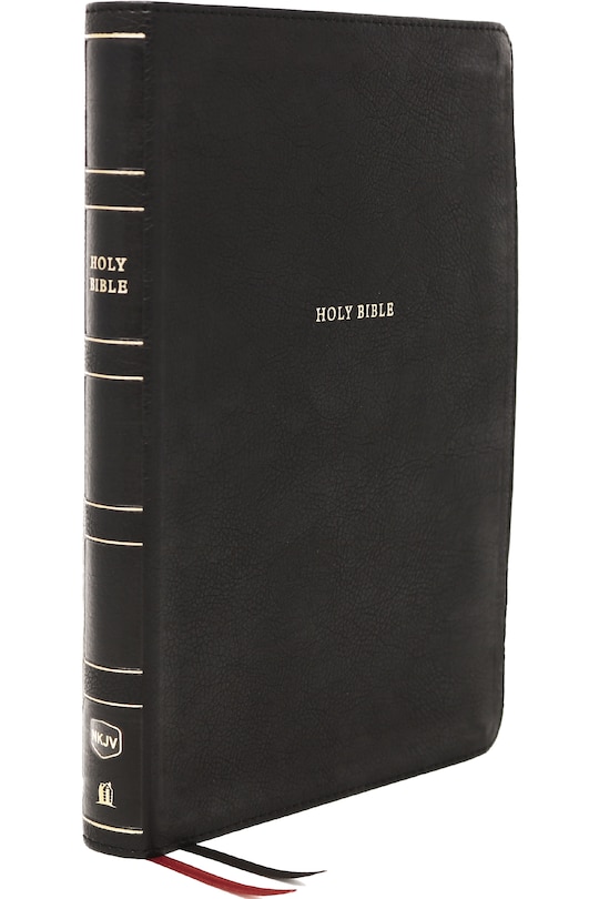 Front cover_NKJV Holy Bible, Giant Print Center-Column Reference Bible, Black Leathersoft, Thumb Indexed, 72,000+ Cross References, Red Letter, Comfort Print: New King James Version