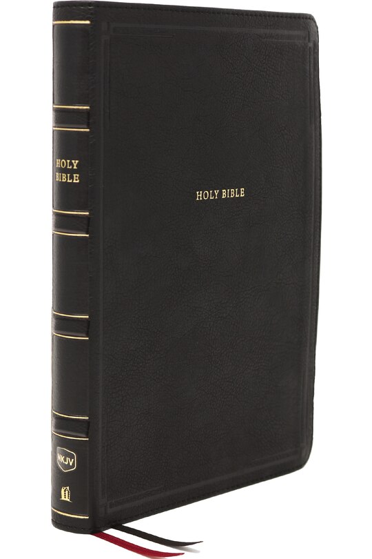 Front cover_NKJV Holy Bible, Giant Print Center-Column Reference Bible, Deluxe Black Leathersoft, 72,000+ Cross References, Red Letter, Comfort Print: New King James Version