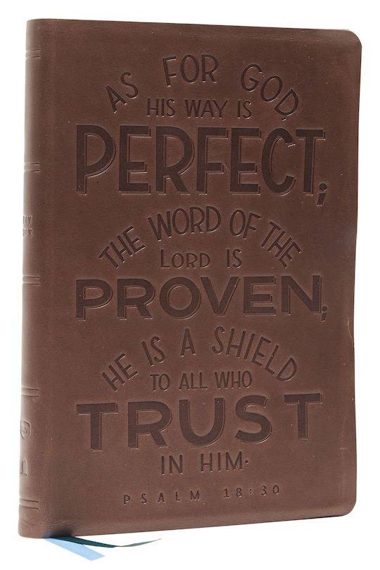 Front cover_Nkjv, Thinline Bible, Verse Art Cover Collection, Genuine Leather, Brown, Thumb Indexed, Red Letter, Comfort Print