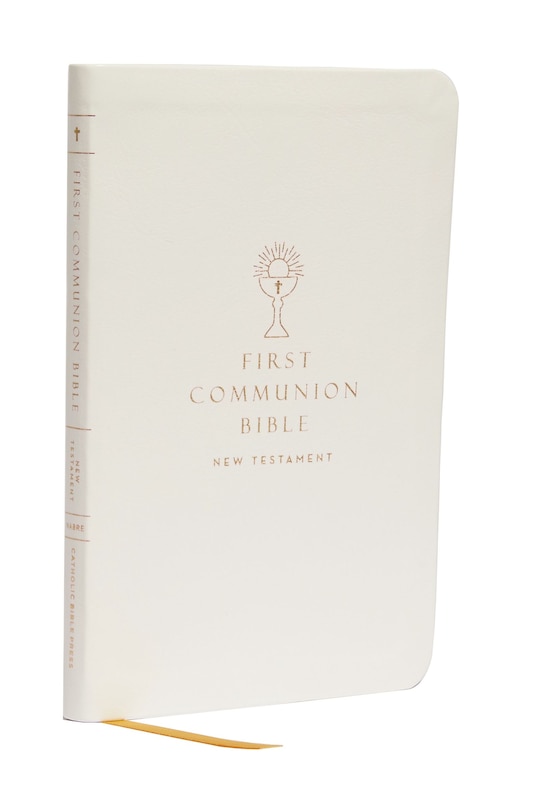 Front cover_Nabre, New American Bible, Revised Edition, Catholic Bible, First Communion Bible: New Testament, Leathersoft, White