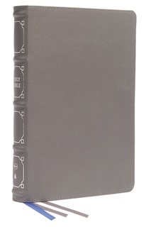 Front cover_Nkjv, Reference Bible, Classic Verse-by-verse, Center-column, Genuine Leather, Gray, Red Letter, Comfort Print