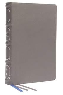 Front cover_Nkjv, Reference Bible, Classic Verse-by-verse, Center-column, Genuine Leather, Gray, Red Letter, Thumb Indexed, Comfort Print