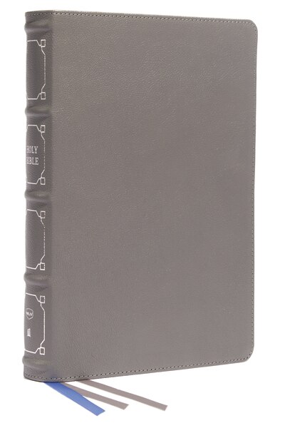 Front cover_Nkjv, Reference Bible, Classic Verse-by-verse, Center-column, Genuine Leather, Gray, Red Letter, Thumb Indexed, Comfort Print
