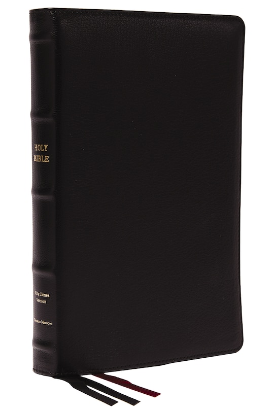 Front cover_KJV Holy Bible: Large Print Thinline, Black Goatskin Leather, Premier Collection, Red Letter, Comfort Print (Thumb Indexed): King James Version