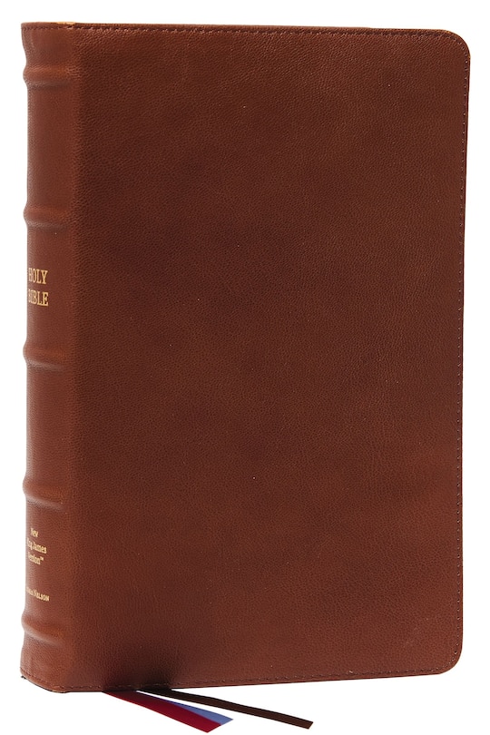 Couverture_Nkjv, End-of-verse Reference Bible, Personal Size Large Print, Premium Goatskin Leather, Brown, Premier Collection, Red Letter, Comfort Print